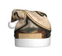 WHYJIC Ancient Map World Globe imprimé chapeau de Noël durable pour adulte pour Halloween, Noël, Nouvel An