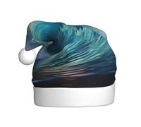 WHYJIC Blue Ocean Wave Chapeau de Noël imprimé durable pour adulte pour Halloween, Noël, Nouvel An
