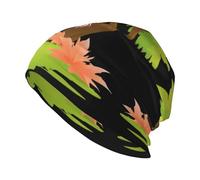 WHYJIC Flamingo Under The Maple Tree Pattern Bonnet tricoté pour adulte pour la vie quotidienne, la maison, les sorties, noir