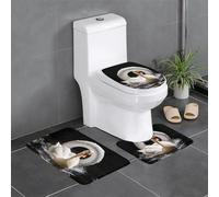 WHYJIC Lot de 3 tapis de salle de bain antidérapants en forme de « Big White Goose in the Swimming Ring » - Tapis rectangulaire en forme de U et ovale pour toilettes, coiffeuse et baignoire - 61 x