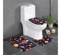 WHYJIC Lot de 3 tapis de salle de bain antidérapants en forme de « Cool Man in Outer Space Galaxy » - 61 x 40,6 cm - Tapis rectangulaire en forme de U et ovale pour toilettes, coiffeuse et baignoire
