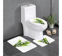 WHYJIC Lot de 3 tapis de salle de bain antidérapants en forme de muguet avec motif gouttes d'eau, 61 x 40,6 cm, rectangulaire, en forme de U et ovale pour toilettes, coiffeuse et baignoire