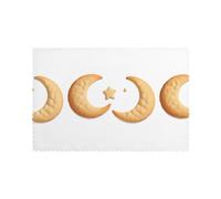 WHYJIC Moon Cookies Say Goodnight Lot de 6 sets de table lavables résistants à la chaleur et aux plis pour décoration de chambre à manger