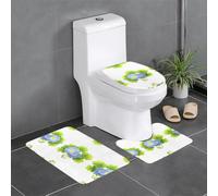 WHYJIC Morning Glory in Clover Lot de 3 tapis de salle de bain antidérapants rectangulaires, en forme de U et ovales pour toilettes, coiffeuse et baignoire 61 x 40,6 cm