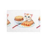 WHYJIC The Little Cat Seeing The Delicious Food Lot de 6 sets de table lavables résistants à la chaleur et aux plis pour décoration de chambre à manger