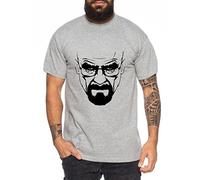 WhyKiki Face Heisenberg T-Shirt pour Homme Hermanos Bad Mr White Breaking, Farbe2:Dunkelgrau Meliert;Größe2:L