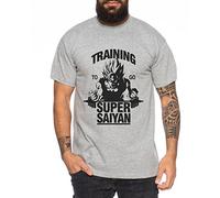 WhyKiki Goku Super Saiyajin Hommes T-Shirt Nerd en différentes Couleurs, Farbe2:Dunkelgrau Meliert;Größe2:X-Large