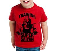 WhyKiki Goku Super Saiyan Son T-Shirt pour Enfants Goku Dragon Master Ball Vegeta Turtle Roshi DB, Farbe2:Rot;Kinder T-Shirt Größe:110/116