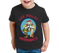 WhyKiki Los Pollos Breaking Walter Crystal T-Shirt pour Enfants Bad Meth White TV Serie, Farbe2:Schwarz;Kinder T-Shirt Größe:98/104