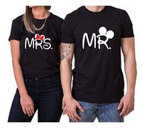 WhyKiki Mister Misses T-Shirt PartnerLook Couple Set Doux pour Les Couples comme des Cadeaux de, Größe2:M;Partner Shirts:Damen T-Shirt Schwarz