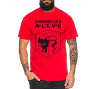 WhyKiki Schroedinger's Chat Sheldon Nerd T-Shirt Homme, Farbe2:Rot;Größe2:4XL
