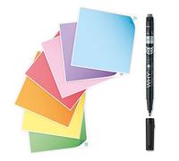 Whynote Mémo Post : 7x mémos adhésifs effaçables repositionnables à volonté. Inclus 1 stylo effaçable. A coller partout! Réutilisable et Ecorésponsable, zero waste. [bloc mémo]