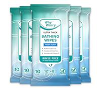 WhyWorry Lingettes Nettoyantes Corps, Parfumé, 20 x 30 cm, 50 Unités | Lingettes de Douche Extra Épaisses et Rafraîchissantes pour Adultes, avec Aloès, Voyage et Camping, Adaptées au Micro-ondes