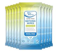 WhyWorry Lingettes Nettoyantes Corps, Sans Parfum, 20 x 30 cm, 100 Unités | Lingettes de Douche Extra Épaisses et Rafraîchissantes pour Adultes, avec Aloès, Voyage et Camping, Adaptées au Micro-ondes