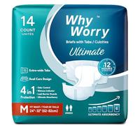 WhyWorry Ultimate Couches Adultes pour Fuite Urinaire Importantes, Changes Complets pour Incontinence, Culotte Absorbante Jetables pour Homme & Femme, Contrôle des Odeurs, Unisexe, Taille M, 14 Unités