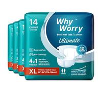 WhyWorry Ultimate Couches Adultes pour Fuite Urinaire Importantes, Changes Complets pour Incontinence, Culotte Absorbante Jetables Homme & Femme, Contrôle des Odeurs, Unisexe, Taille XL, 56 Unités