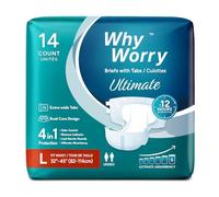WhyWorry Ultimate Couches Adultes pour Fuite Urinaire Importantes, Changes Complets pour Incontinence, Culotte Absorbante Jetables pour Homme & Femme, Contrôle des Odeurs, Unisexe, Taille L, 14 Unités