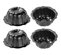 Whyzsjnclg 4 pièces Mini moules à gâteaux 4 pouces antiadhésifs en acier au carbone Mini moules à Flan pour Cupcake pain Bavarois Brownie, de cuisson en forme de fleur