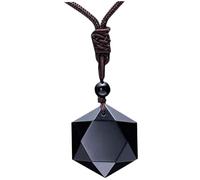 Whyzsjnclg Collier en obsidienne, collier en obsidienne noire naturelle, pendentif étoile hexagonale, réglable pour femmes et hommes pour un usage quotidien