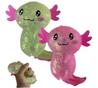 Whyzsjnclg Jouets à Presser, Jouets Anti-Stress 2 pièces Axolotl à Paillettes, Adorable Jouet Axolotl Relaxant, Boule de Sucre sensorielle, Fidget Extensible pour Enfants et