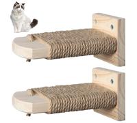 Whyzsjnclg Marches murales en Bois pour Chat, 2 pièces, étagères murales pour Sauter, Jouer et se prélasser, avec Corde de Jute recouverte de Meubles pour Chatons permettant Gagner l'espace