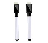 Whyzsjnclg Marqueurs effaçables à sec, 2 pièces, marqueurs à pointe Fine pour tableau blanc avec capuchon de gomme, fournitures de bureau pour écoliers, noirs