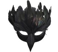 Whyzsjnclg Masque de Corbeau, Masque de Corbeau 6, 3 x 11, 8 Pouces, Demi-Visage, Mascarade à Plumes, Accessoire Cosplay réaliste pour Halloween, fête du Mardi Gras, Oiseau