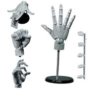 Whyzsjnclg Modèle de Main pour Le Dessin, modèle de Main 1:1, Mannequin articulé, Joint Mobile, 40, 6 x 20, 3 cm avec Base, Bricolage en PVC ABS pour Dessin, Peinture, Croquis, Gris, Mannequin