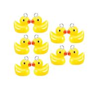 Whyzsjnclg Pendentif canard jaune, petits pendentifs canard jaune, porte-clés en résine, accessoires de décoration de bijoux à faire soi-même, 10 pièces, pendentif en résine