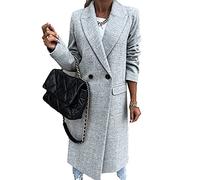 WHZXYDN Automne Et Hiver Long Costume Col Manteau De Laine Manteau Femmes éPais Et Chaud, Gris, M