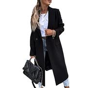 WHZXYDN Automne Et Hiver Long Costume Col Manteau De Laine Manteau Femmes éPais Et Chaud, Noir, L