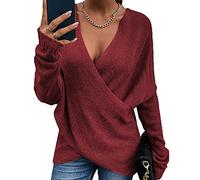 WHZXYDN Automne Et Hiver Nouveau Pull en Maille Ample Croisé pour Femmes