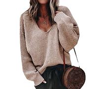 WHZXYDN Chandail à Manches Longues Et Col en V pour Femmes Automne/Hiver, Mode DéContractéE pour Dames Kaki XXL