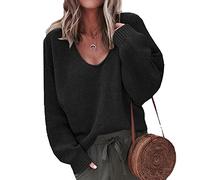 WHZXYDN Chandail à Manches Longues Et Col en V pour Femmes Automne/Hiver, Mode DéContractéE pour Dames, Noir, M