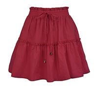 WHZXYDN Jupe Courte De Mode D'éTé Jupe De Couleur Unie éLastique Taille Haute pour Femmes