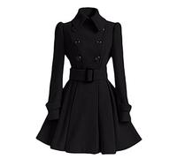 WHZXYDN Manteau en Laine Mi-Long pour Femme avec Ceinture Et Manteau en Laine pour Femme