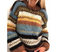 WHZXYDN Nouveau Chandail Arc-en-Ciel d'automne Et d'hiver Chandail Chaud DéContracté pour Femmes