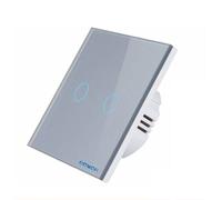 Wi-Fi Smart Remote Control Touch Switch Télécommande Pour Téléphone Portable Version Fire Wire Unique, 2 Gangs Gris