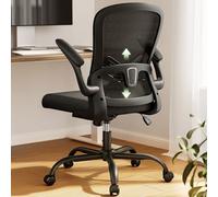 WIAONE Marsail Chaise de bureau ergonomique avec dossier en maille avec soutien lombaire réglable, chaise de bureau d'ordinateur avec accoudoirs rabattables, chaise pivotante pour bureau à domicile