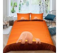 WIASVZMCI Elephant Duo Ensemble De Literie Léger Microfibre résistante 3 Pièces 3D Effet Cartoon Family Style Linge de Lit avec Fermeture Éclair Douce for Chambre de Adolescents Super King（260x220cm）