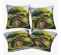 WIASVZMCI Lodge Lot De 4 Housses De Coussin Taie De Coussin Carrée Chambre, Salon, Canapé, Maison 40x40cm