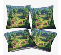 WIASVZMCI Lodge Lot De 4 Housses De Coussin Taies d'oreiller pour Maison, Bureau, Canapé, Chambre, Voiture, Jardin 45x45cm