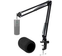 WIBOND Razer Seiren X Bras de perche avec filtre anti-pop - Support de micro avec housse en mousse pour pare-brise compatible avec microphone Razer Seiren X