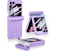 Wibrthz Coque pour Samsung Galaxy Z Flip 6 avec S Pen, Housse Fine en PC Antichoc avec Protection à Charnière Magnétique + Protecteur D'écran en Verre Trempé pour Samsung Z Flip 6 5G(Violet)
