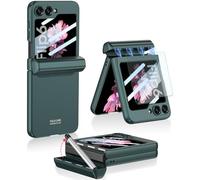Wibrthz Coque pour Samsung Galaxy Z Flip 6 avec S Pen, Housse Fine en PC Antichoc avec Protection à Charnière Magnétique + Protecteur D'écran en Verre Trempé pour Samsung Z Flip 6 5G(Vert)