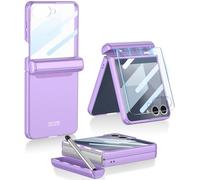Wibrthz Coque pour Samsung Galaxy Z Flip 7 avec S Pen, Housse Fine en PC Antichoc avec Protection à Charnière Magnétique + Protecteur D'écran en Verre Trempé pour Samsung Z Flip 7 5G(Violet)