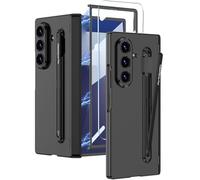 Wibrthz Coque pour Samsung Galaxy Z Fold 7 avec S Pen Support & S Pen,Coque de Luxe avec Protection de la Charnière Magnétique et Protection D'écran, Dur PC Antichoc Housse(Noir+Stylo Noir)