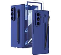 Wibrthz Coque pour Samsung Galaxy Z Fold 7 avec S Pen Support & S Pen,Coque de Luxe avec Protection de la Charnière Magnétique et Protection D'écran, Dur PC Antichoc Housse(Bleu+Stylo Noir)
