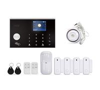 Wiby Système d'alarme maison sans fil ZX-G30 GSM/SMS + Wi-Fi | Sirène 120 dB | Écran LCD | Télécommande & Tag RFID | Suivi Alarmes avec App, Appels & SMS | Kit de 11 accessoires | Sauvegarde 6h