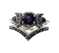 Wiccan Jewelry Ring | Anneaux Réglables Pour L'espoir, Le Bonheur Et La Sagesse | Black Diamond Amethyst Ringz Pour Les Femmes, Les Hommes, Les Filles Et Les Garçons, Les Fournitures D'accessoires